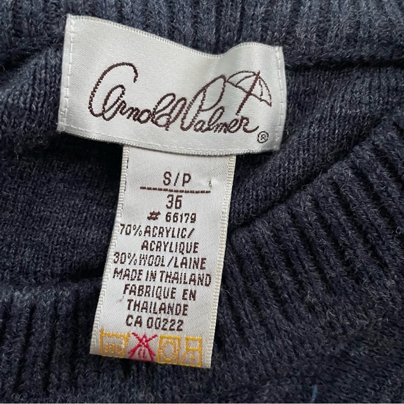 Vintage Arnold Palmer Wool Blend Knit Sweater Prep Dark Blue Size Small Mens - Picture 6 of 6